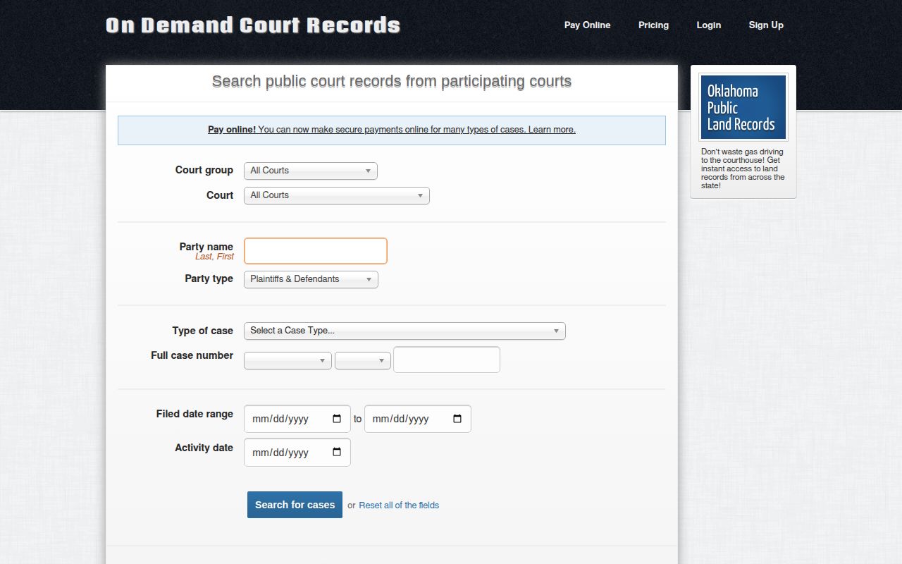 ODCR McIntosh County court record search after release