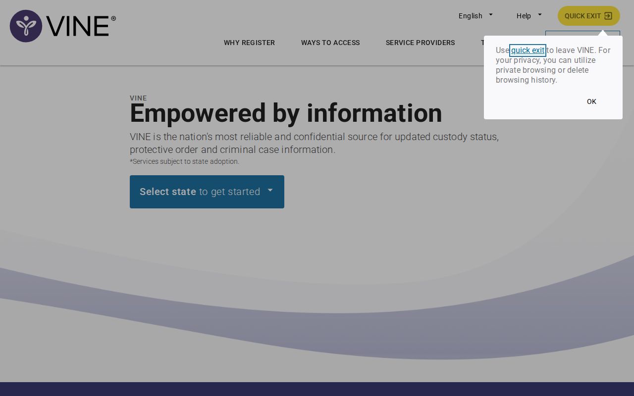 ODOC-linked Oklahoma VINELink route for McIntosh County release notifications